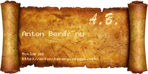 Anton Berény névjegykártya